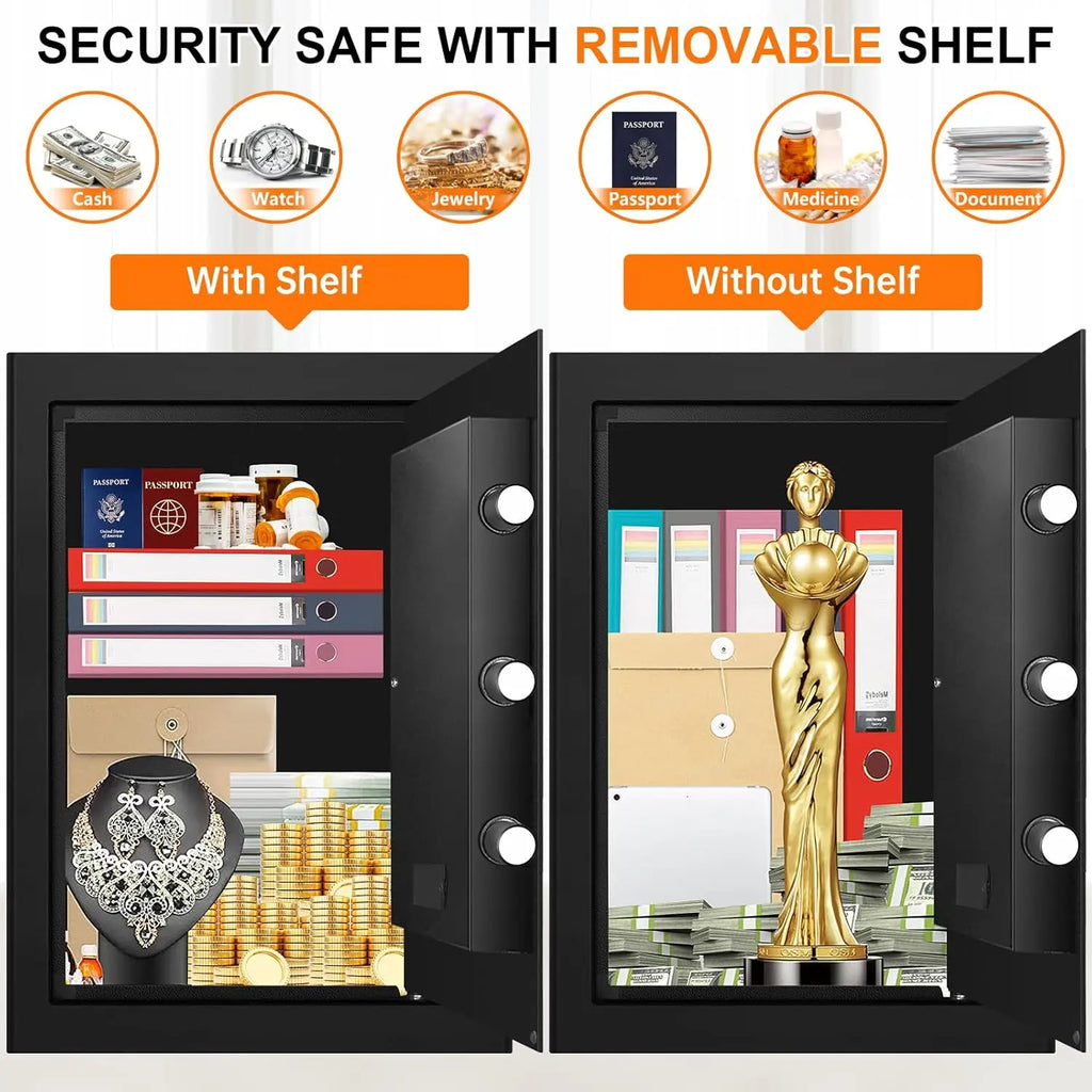3.3 Cuft Large Home Safe with Digital Keypad and Key Lock for Money Documents