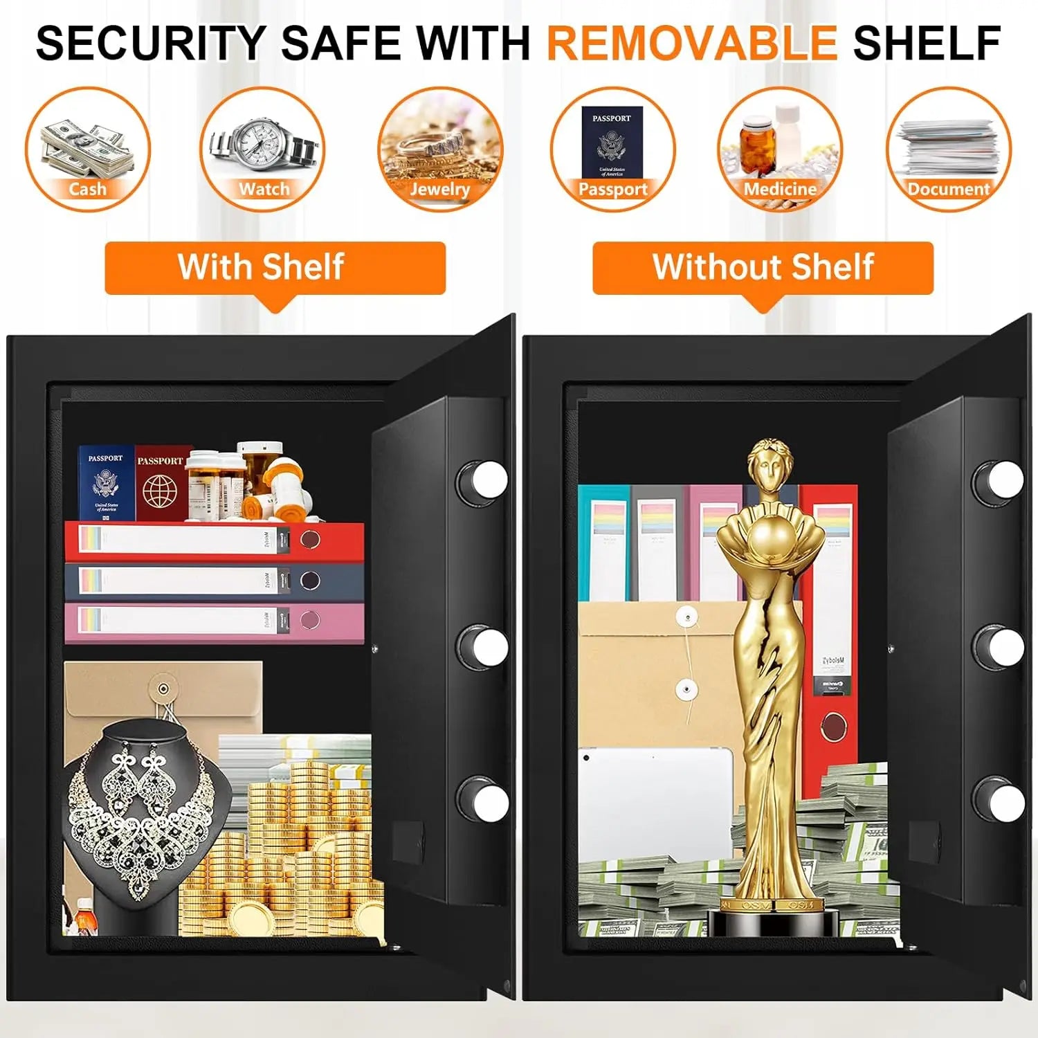 3.3 Cuft Large Home Safe with Digital Keypad and Key Lock for Money Documents