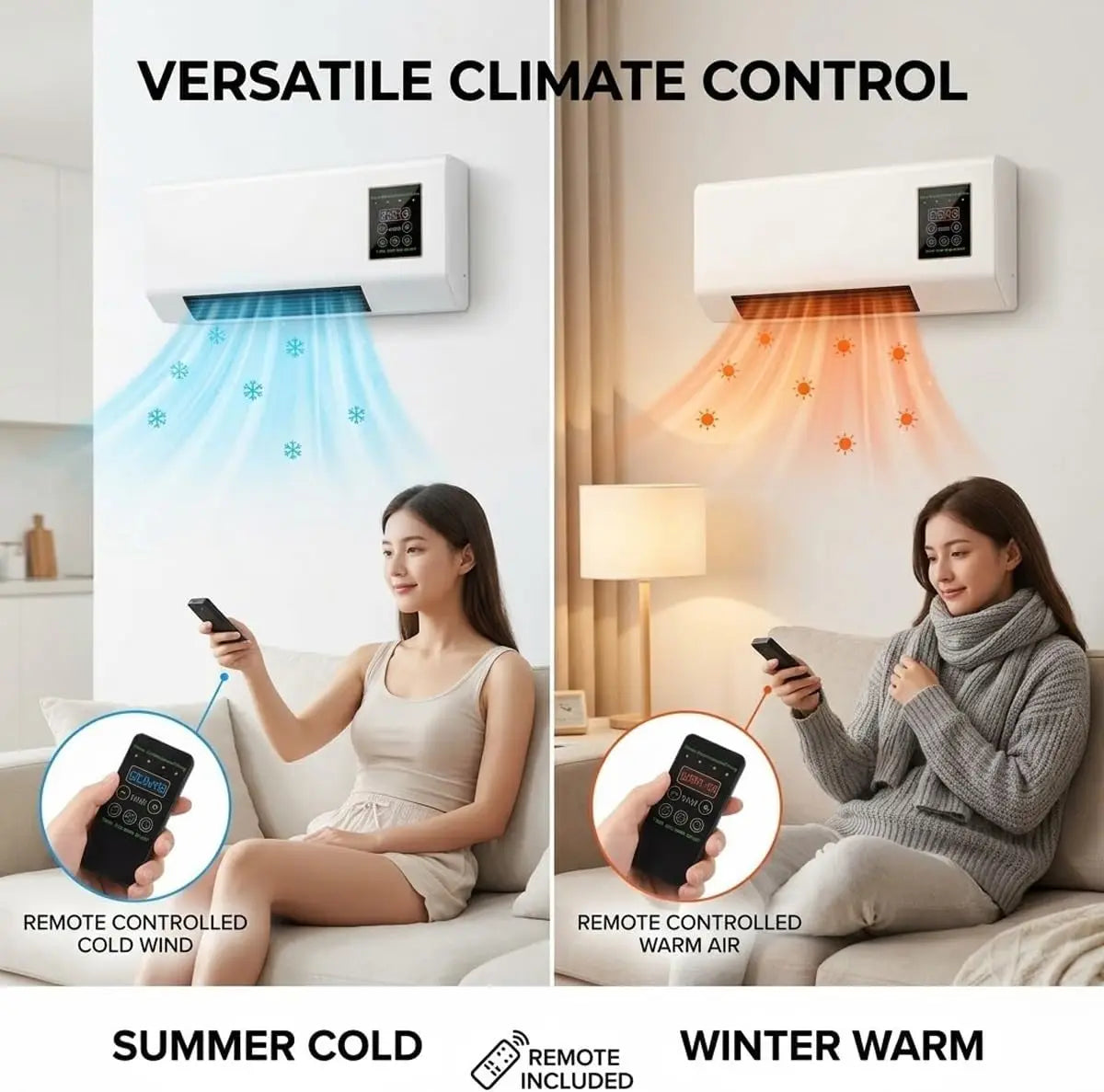 Wall Mounted Air Conditioner Fan, 2-in-1 Heater and Cooling Combo