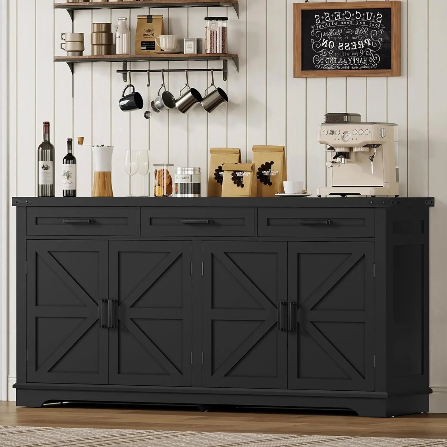 Large Buffet Cabinet with 4 Doors 3 Drawers