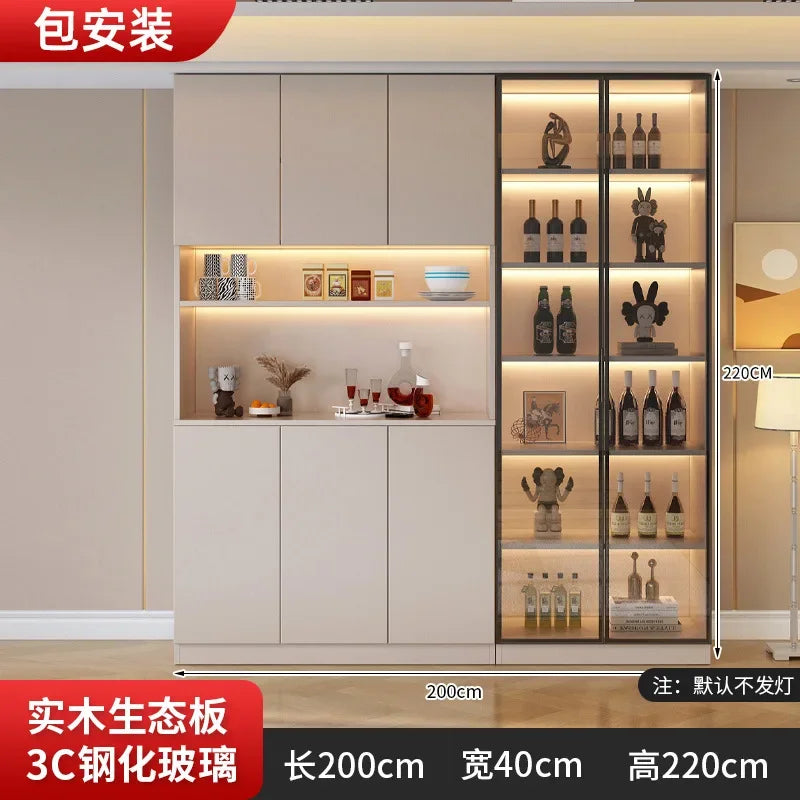 Kitchen Cabinet Sideboards Tall Cabinet with Glass Doors and Drawer Wine Cabinet Pantry Hunch with Shelves Kitchen Island