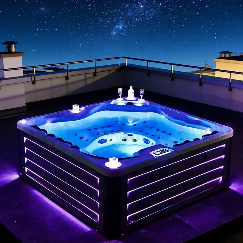 Outdoor Japanese Private Luxury Jacuzzi Deep Hot Tub Exterior Decorative Lighting
