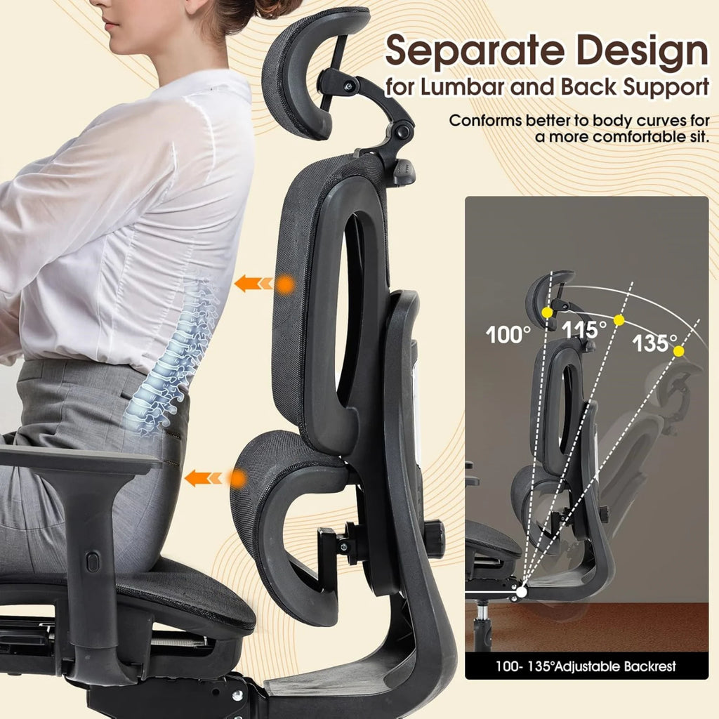 Ergonomic High Back Mesh Computer Chair Office Chair with Footrest,