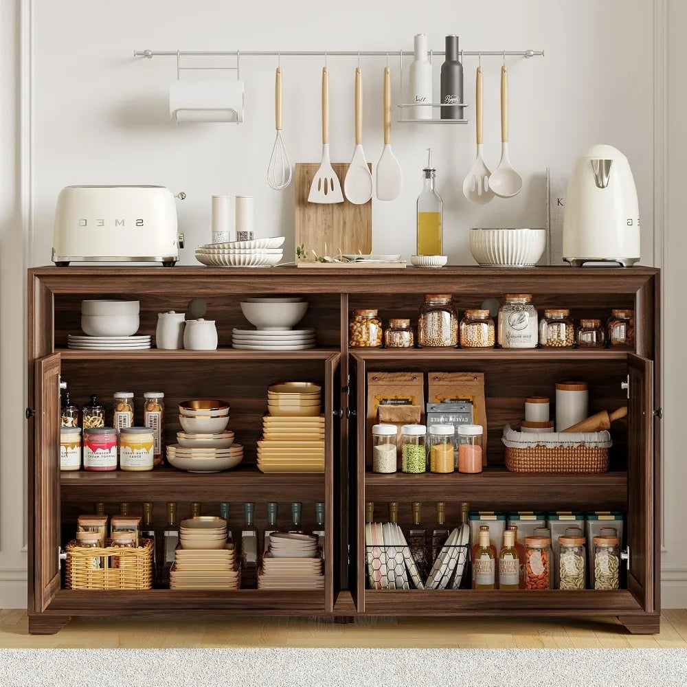 Buffet Cabinet: 4 Doors, Adjustable Shelves