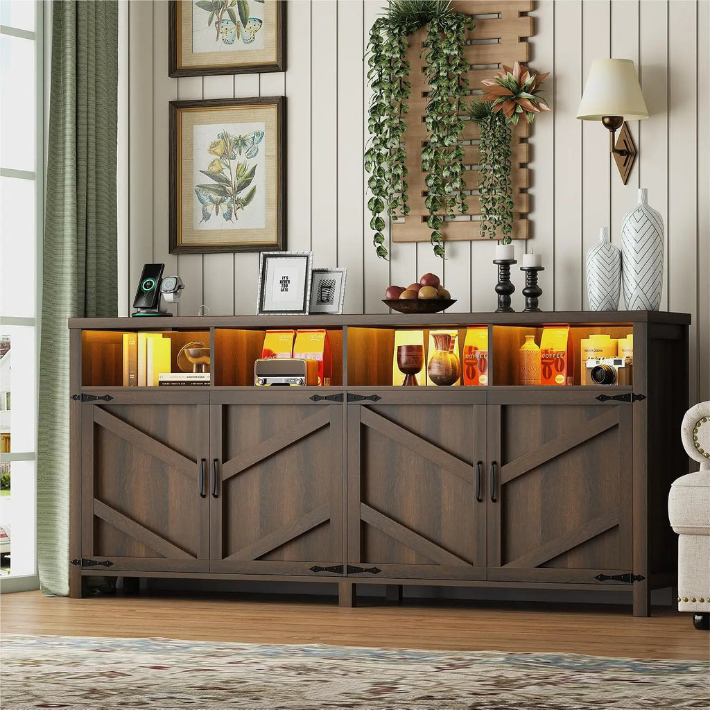 Wooden Buffet Sideboard Cabinet With Storage Doors,