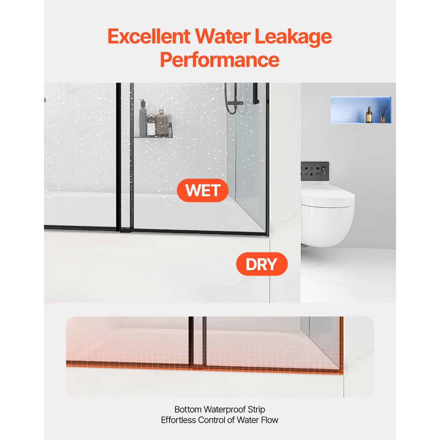 SucceBuy Frameless Sliding Bathtub Door 56-60 in. W x 60in.H Frameless Shower Glass Door Double Sliding Tub Door w/ 5/16in Glass