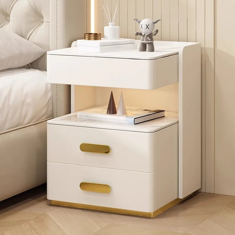 Smart bedside table with sensor light fingerprint lock Bluetooth speaker USB interface
