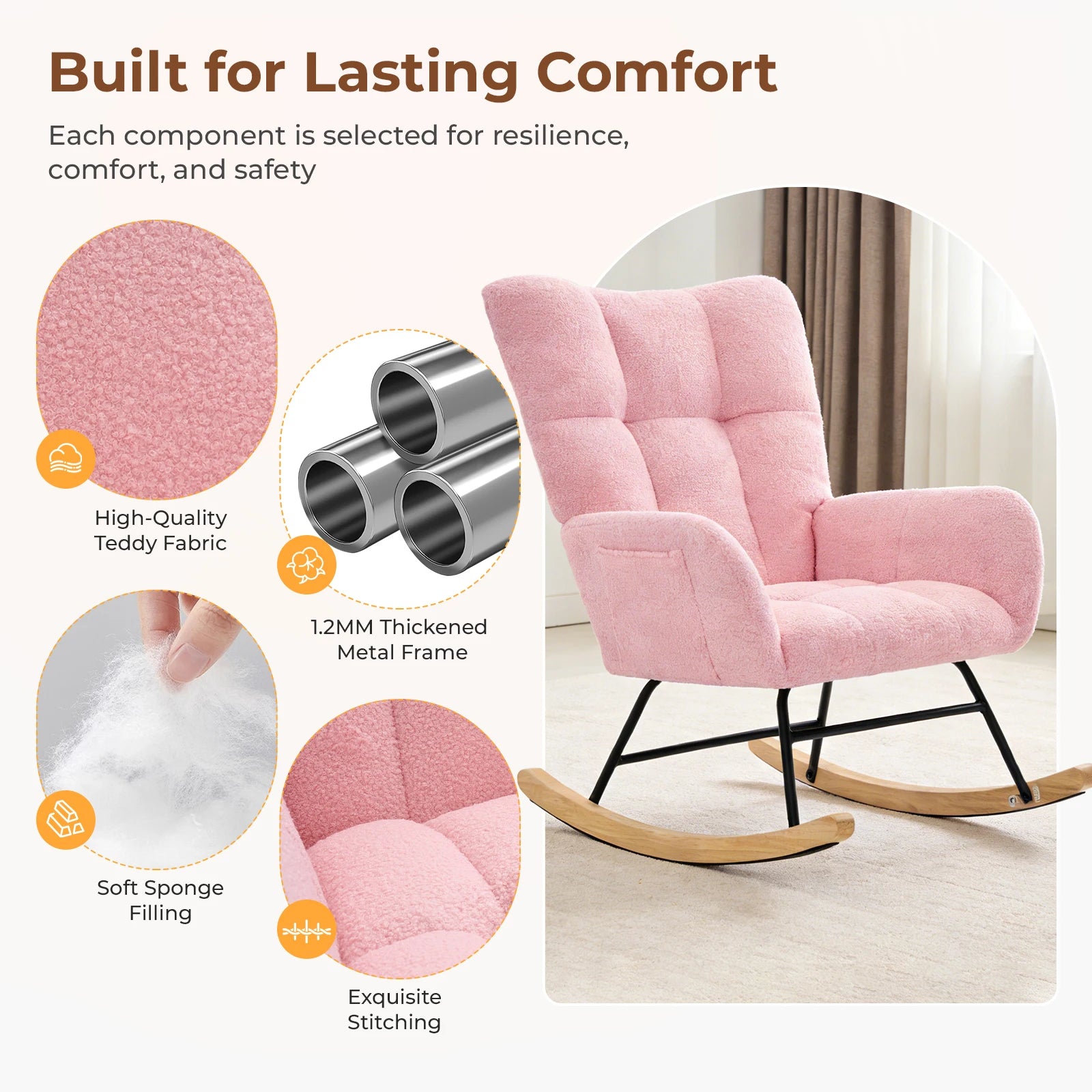 Upholstered Saucer Rocking Chair