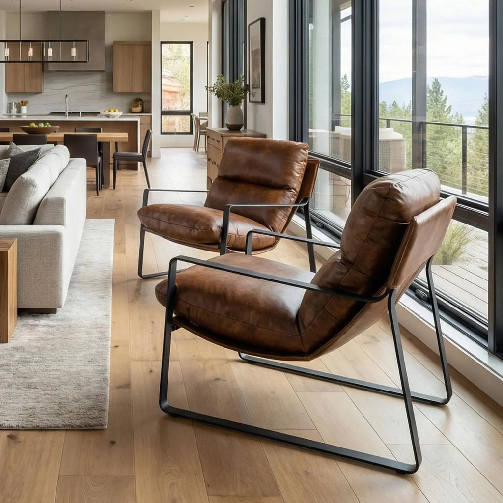 Leather Accent Armchair Set of 2