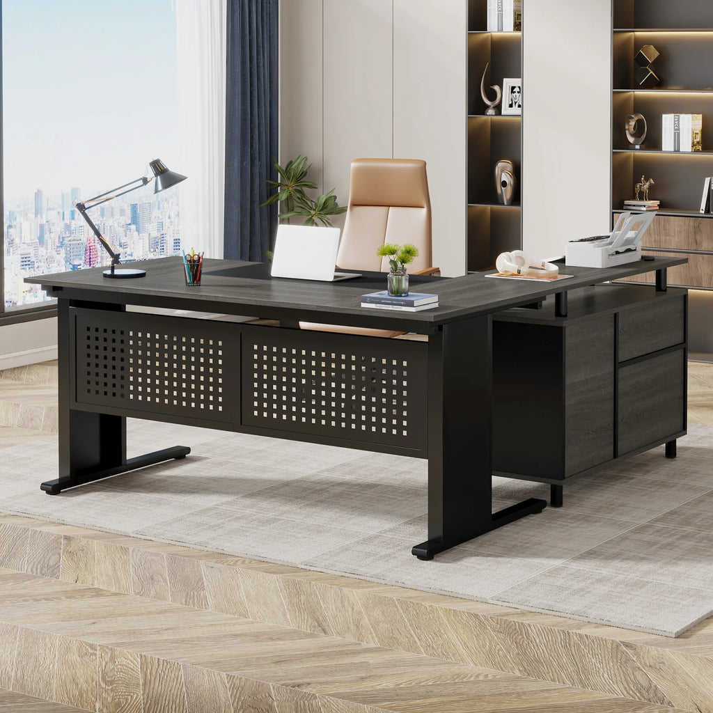 Executive Desk with File Cabinet