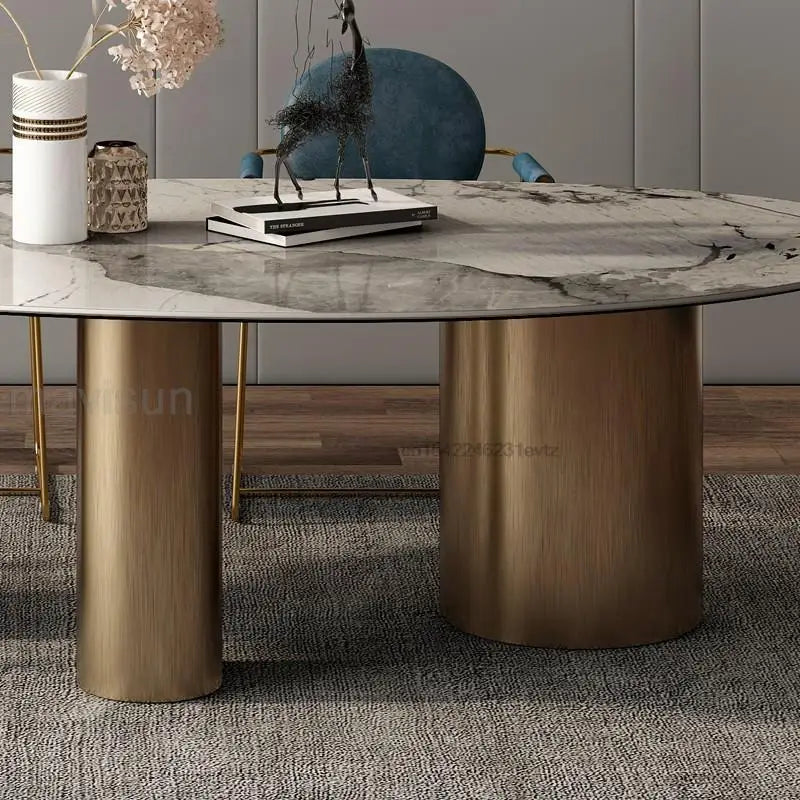 Italian Oval Dining Table Chairs Combination