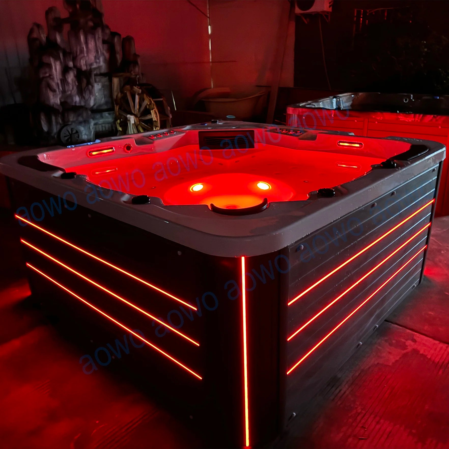 Outdoor Japanese Private Luxury Jacuzzi Deep Hot Tub Exterior Decorative Lighting