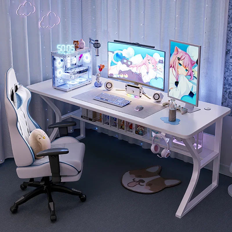 White Gaming Computer Desk Chair Set