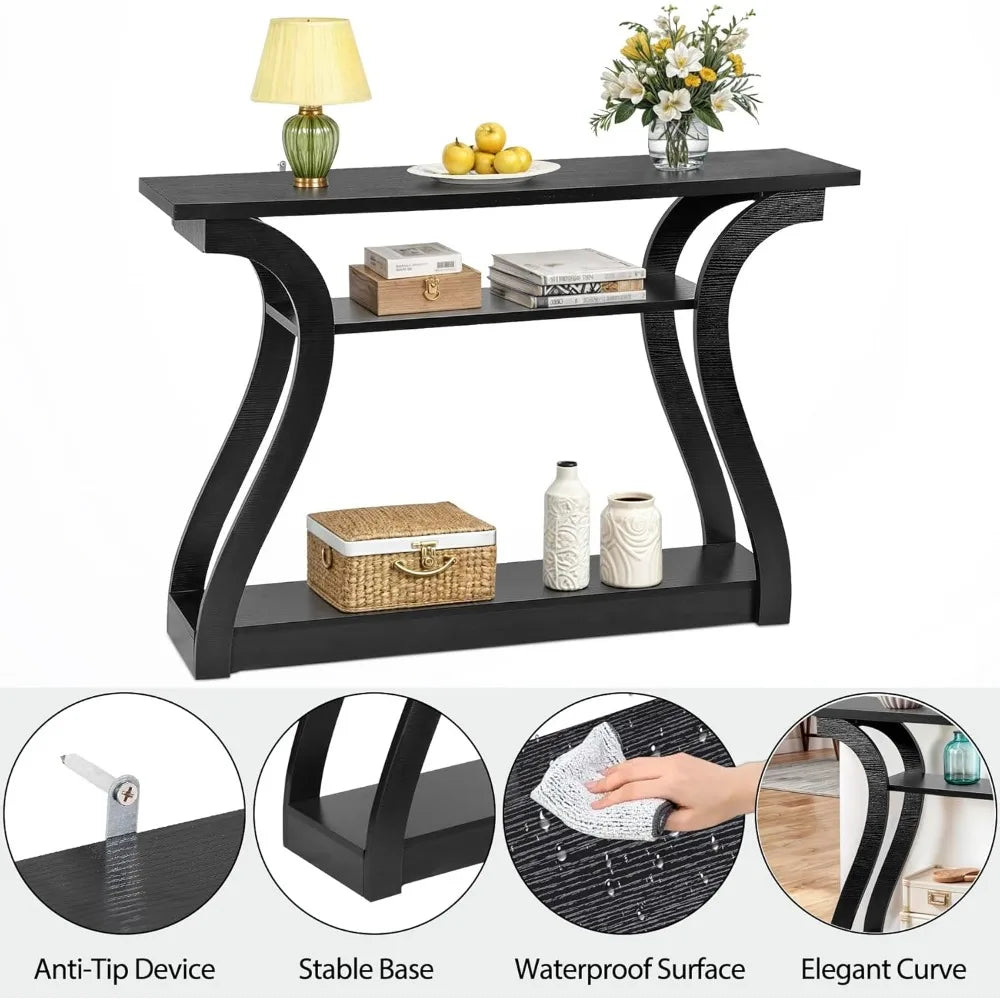 Console Table, Entryway Table with 3 Tier Storage Shelves