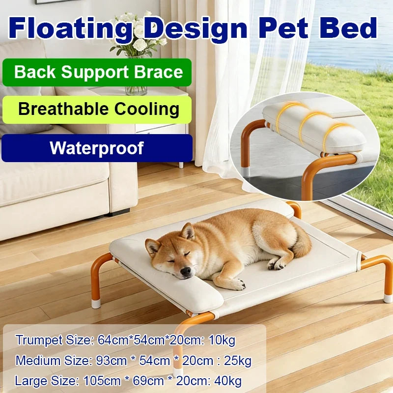 Elevated Breathable Dog Bed with Pillow for Patio Sunbathing