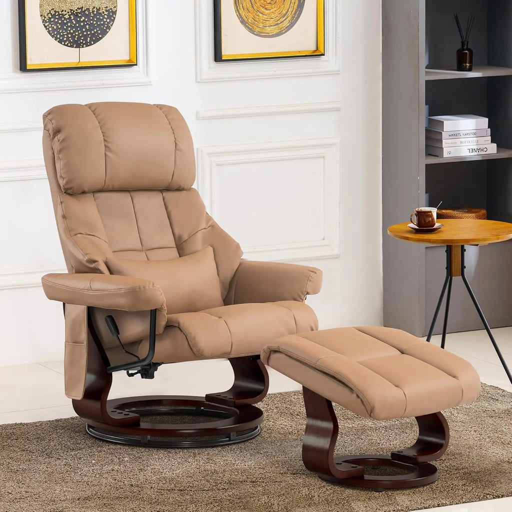 Manual Swivel Recliner Chair with Ottoman