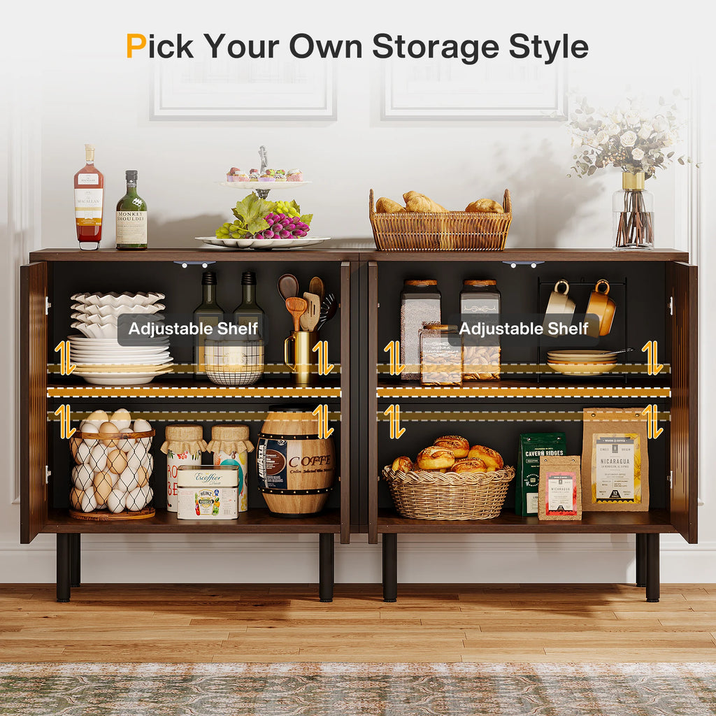 Vintage Storage Cabinet Set of 2, 59" Sideboard Buffet with Storage,