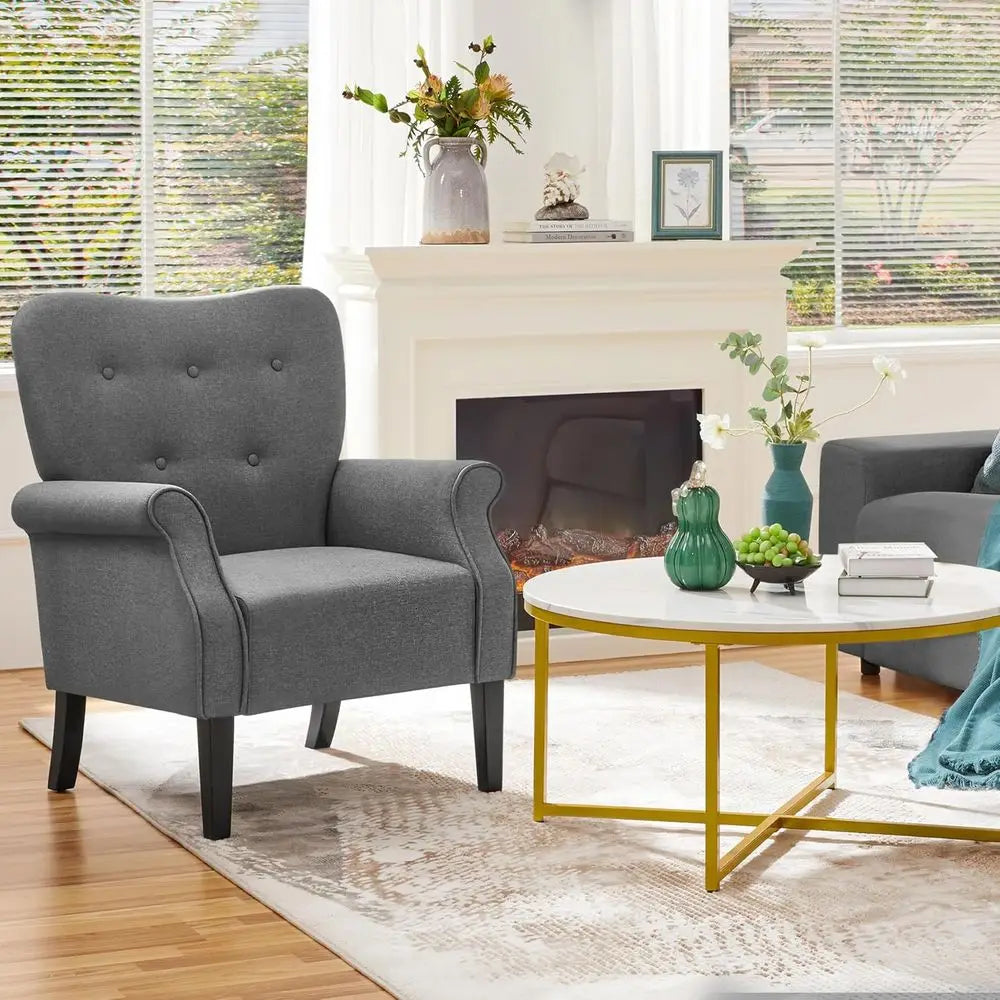 Century Accent Chair with Sturdy Wood Legs