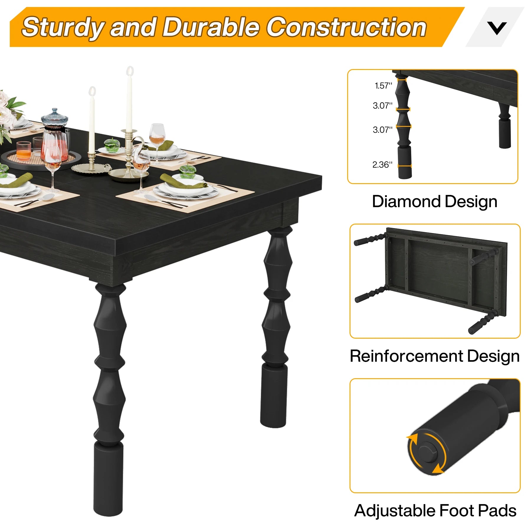 Wood Dining Table for 4-6 People
