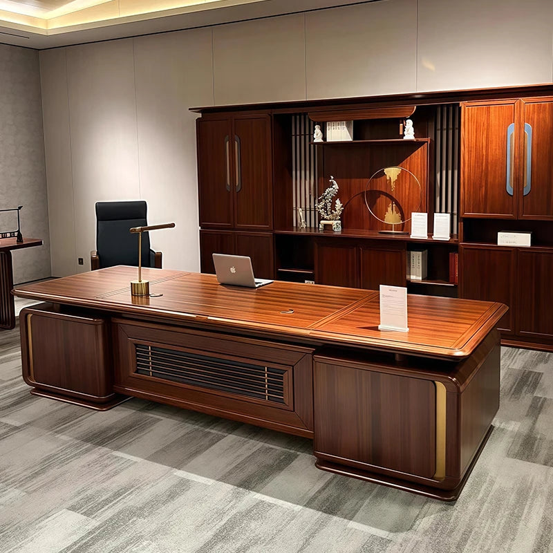 Brown Wood Executive Office Desk Modern Strong Luxury Gaming Computer Desk Study Large Mesa Escriotorio Work Station Table