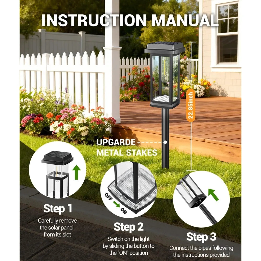 Solar Pathway Lights Outdoor, 8 Pack