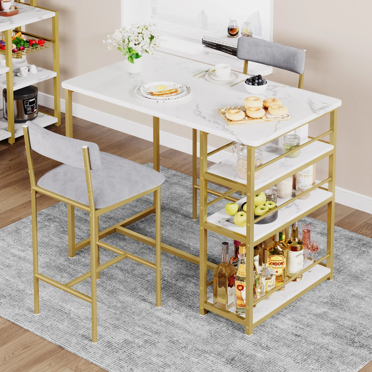 3 Pcs Dining Table and Chairs Set