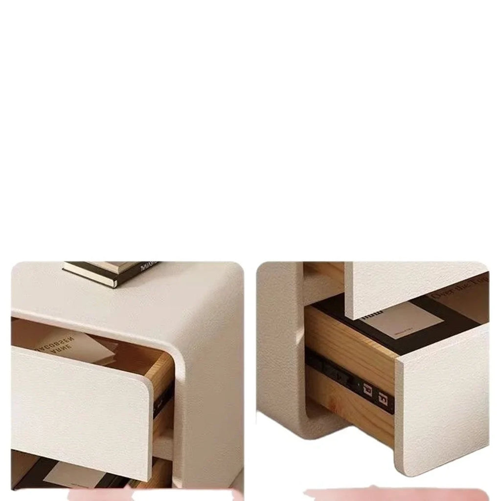 Simple modern bedside table cream style solid wood storage ultra-narrow new 2-layer light