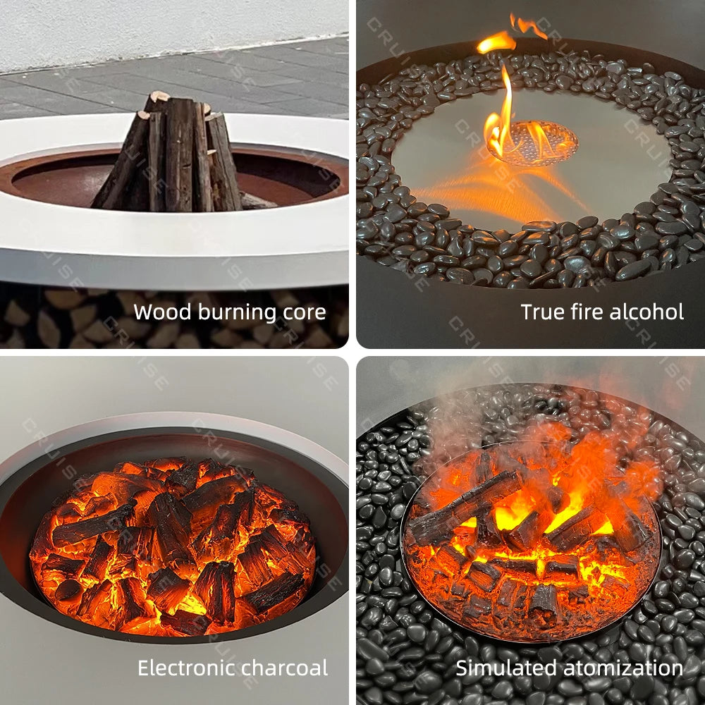 Free Standing Atomized/Electronic Table Fire Pit With BBQ