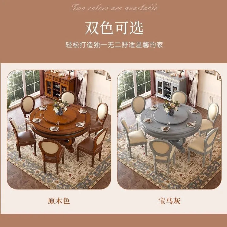 American all-solid wood dining table and chair combination