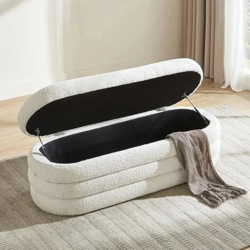 Fabric Upholstered End of Bed Storage Ottoman Bench