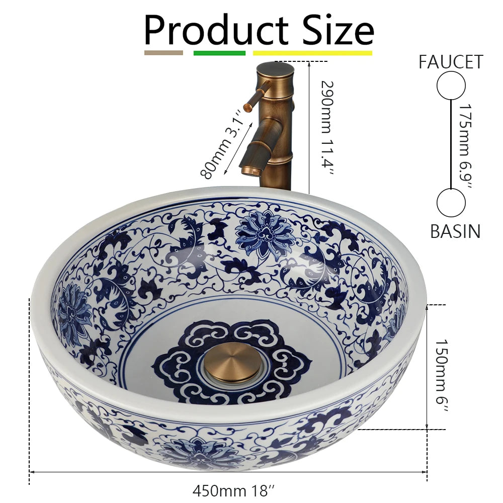 Jindezhen Ceramic Bathroom Vessel Sink
