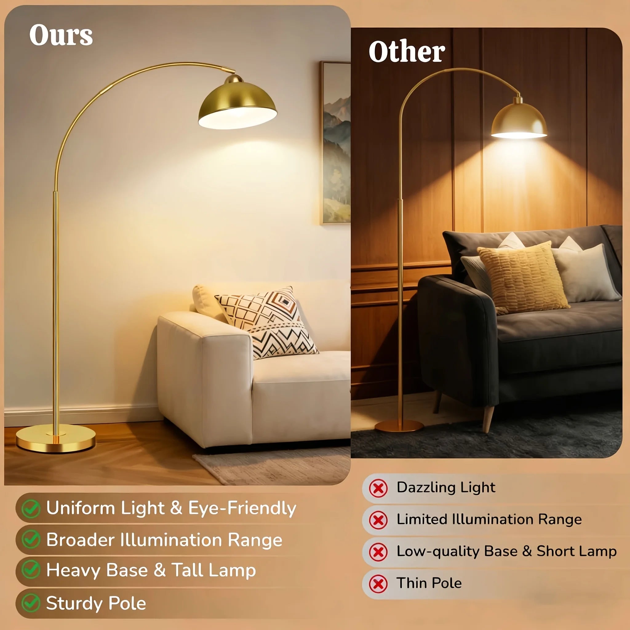 Modern Arched Floor Lamp with Remote Control