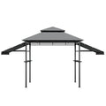Patio BBQ Grill Gazebo Canopy with Dual Side Awnings-Gray