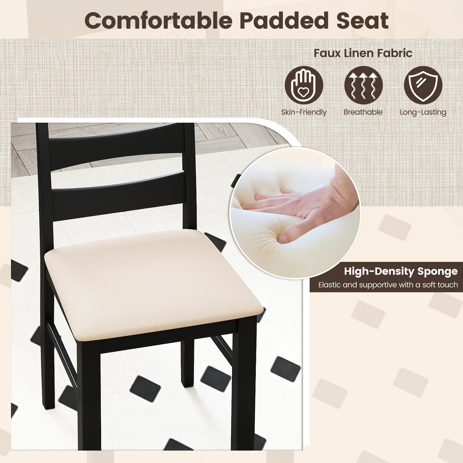 2 High Back Dining Room Chairs w/ Padded Seat