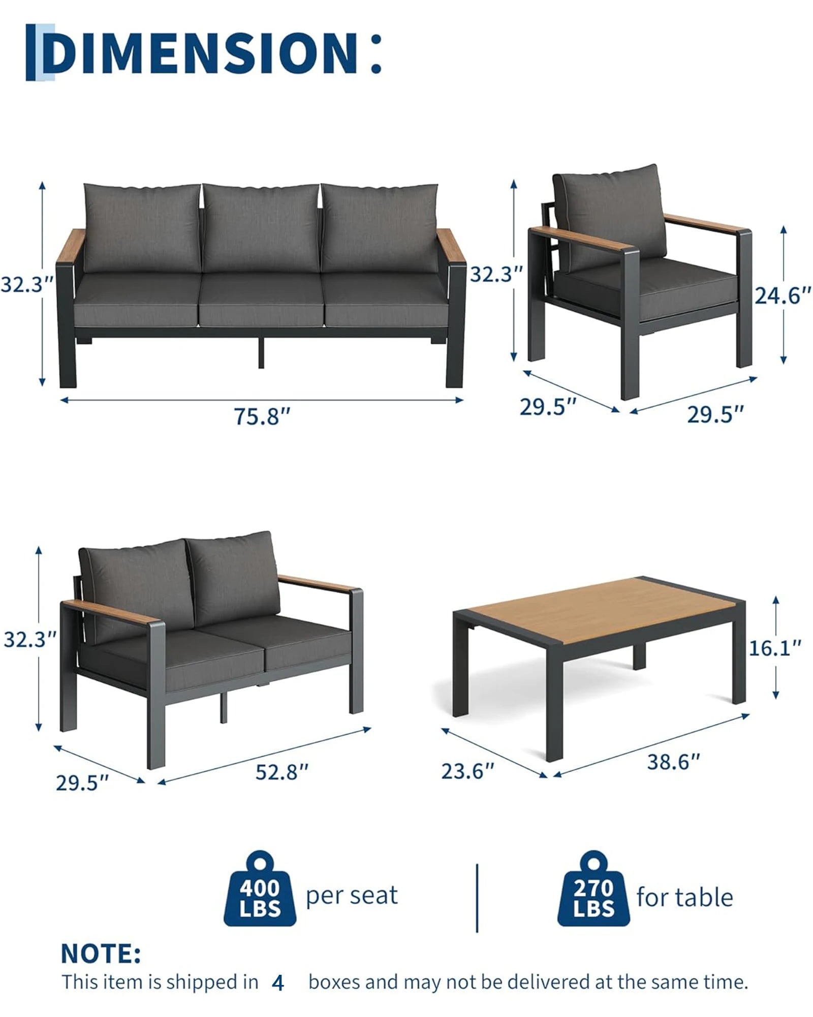 7 Seat Aluminum Patio Furniture Set