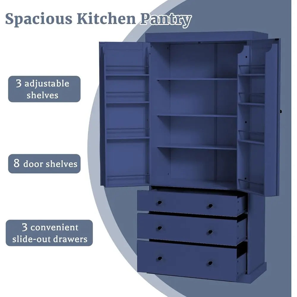 Tall Kitchen Pantry Cabinet with Adjustable Shelves