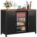 Fluted Coffee Bar Cabinet With Mini Fridge Space