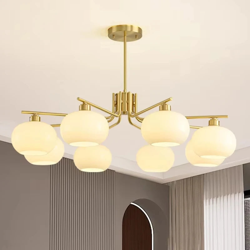 Modern Real Copper Glass Ball Ceiling Chandelier