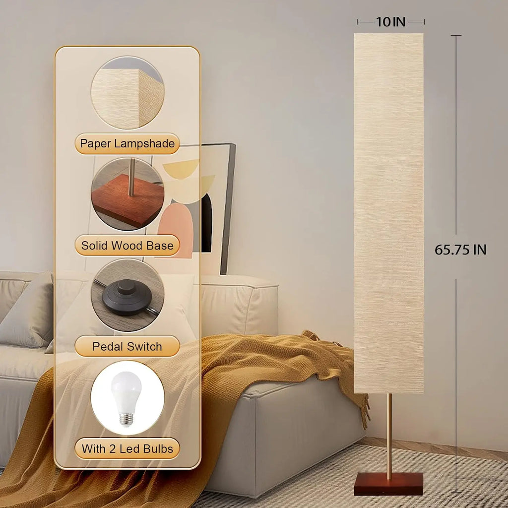 Adjustable Floor Lamp 65in Tall with Wood Base