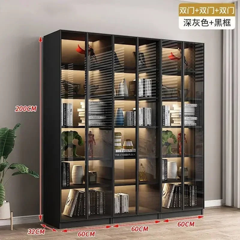 Modern Living Room Cabinet Bookcase with Glass Door Display
