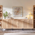 Natural Wide Fluted Arched Wooden Buffet Sideboard Cabinet