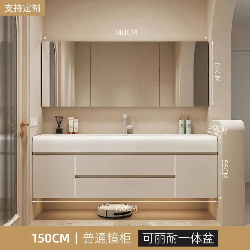 Luxury Cabinet White Rock Integrated Washbasin