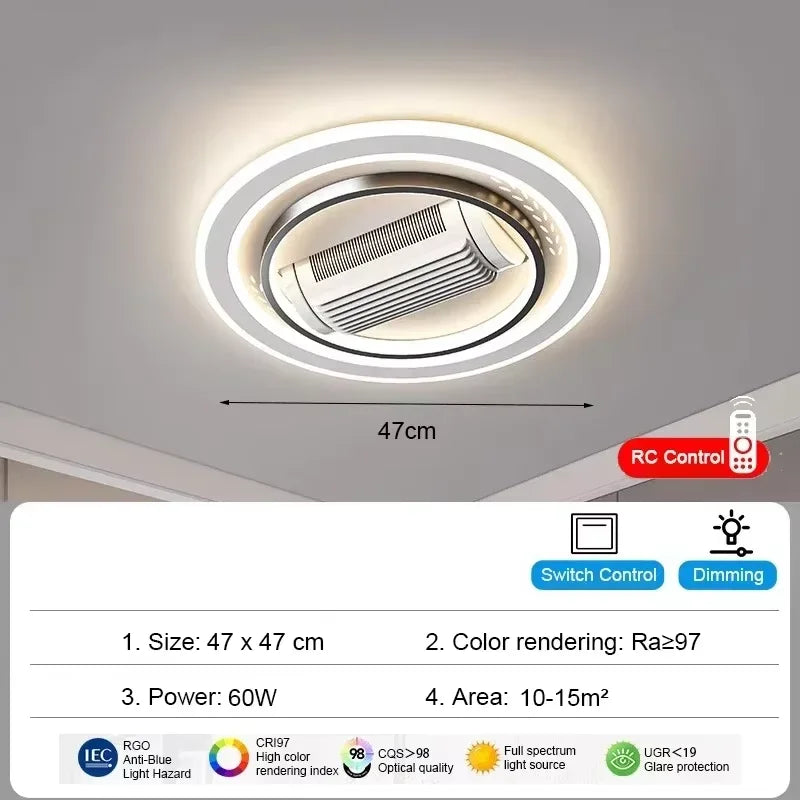 Bladeless Ceiling Fan With LED Remote