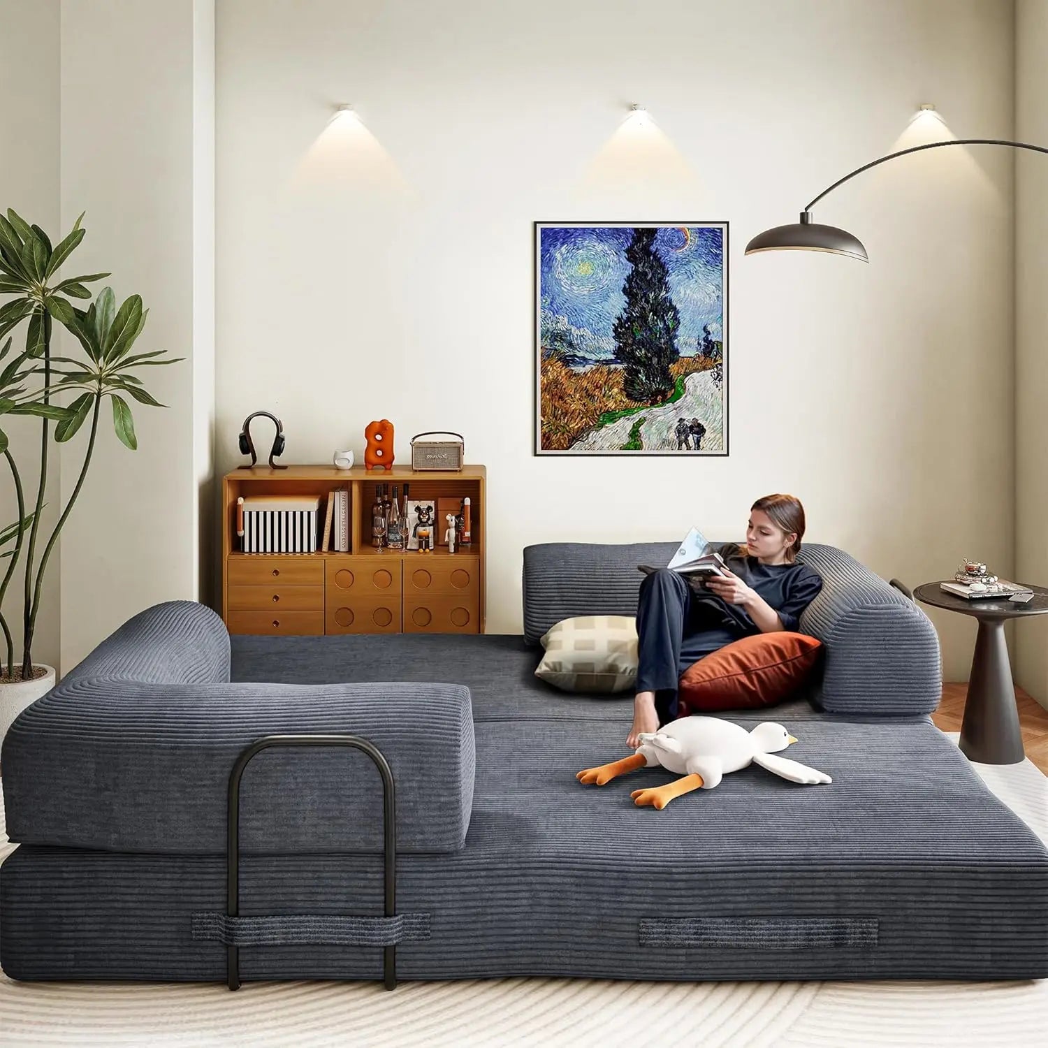 Convertible Sleeper Sofa Bed, Boneless Corduroy