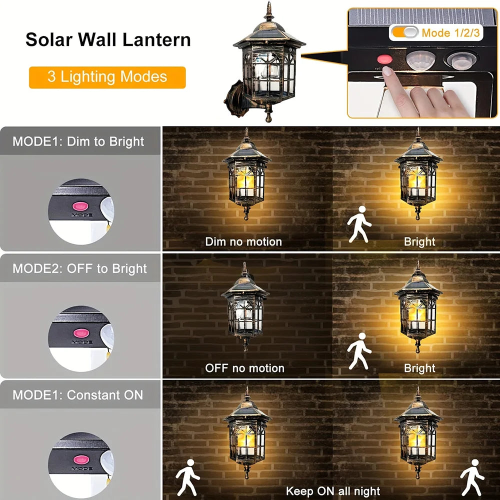 2pcs Exterior Light Fixtures Wall Mounted Light LED Solar Outdoor