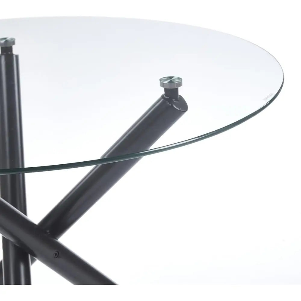 Round Tempered Glass Dining Table for 2