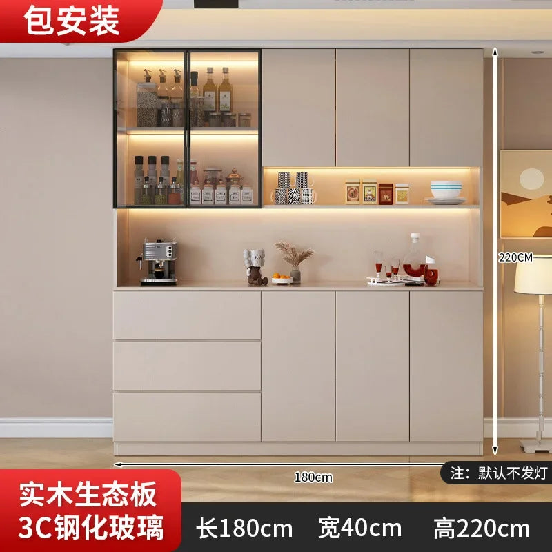 Kitchen Cabinet Sideboards Tall Cabinet with Glass Doors and Drawer Wine Cabinet Pantry Hunch with Shelves Kitchen Island