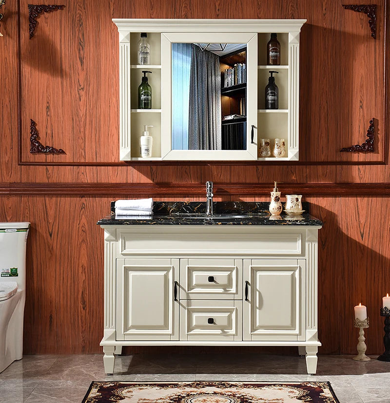American Red Oak Solid Wood Bathroom Cabinet and Storage Mirror Cabinet