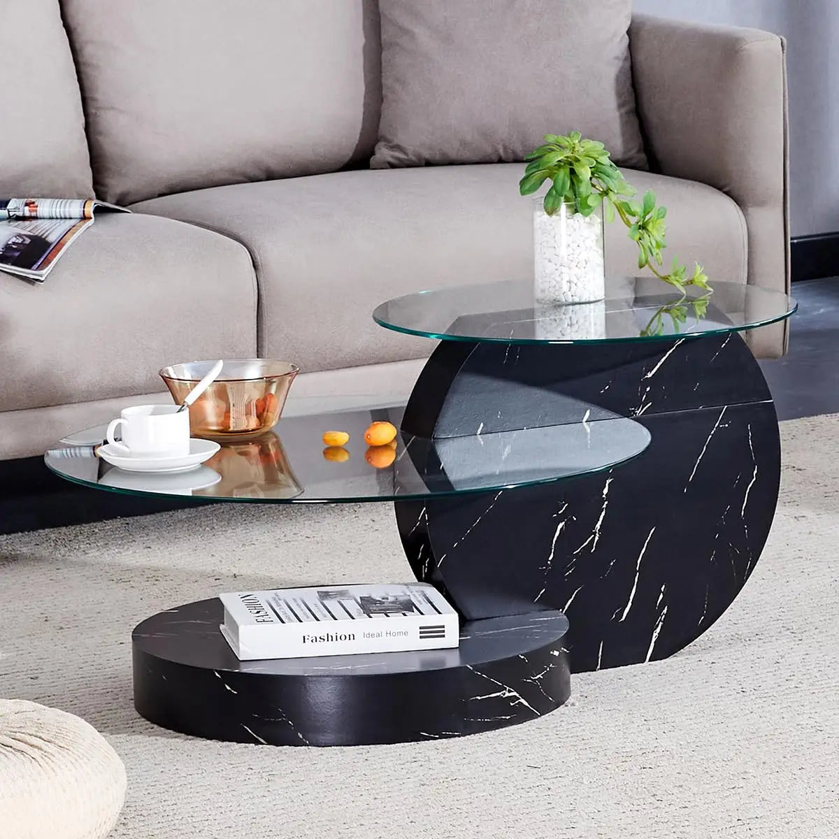 Glass 3 Tier Round Coffee Table