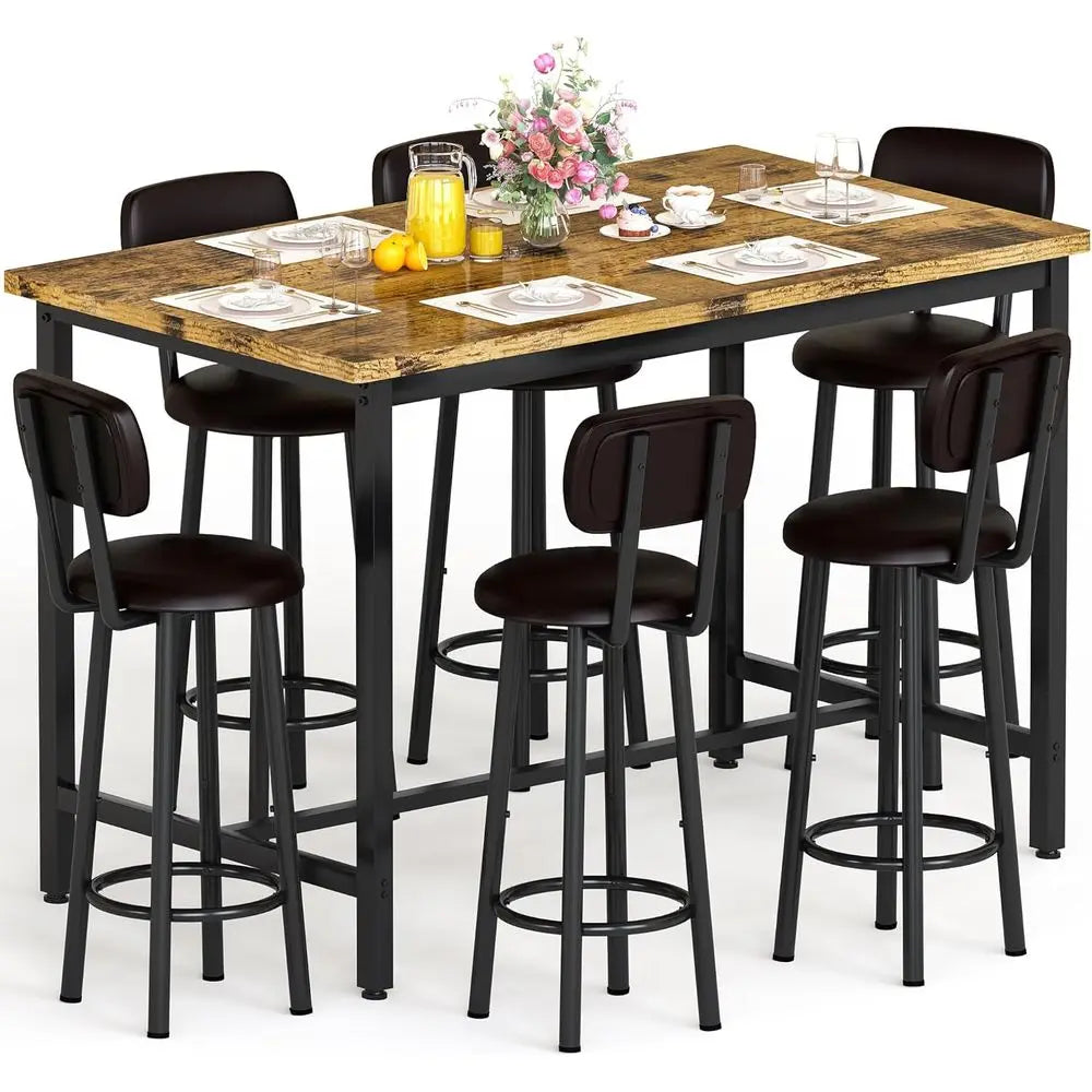 7-Piece Counter Height Bar Table Set